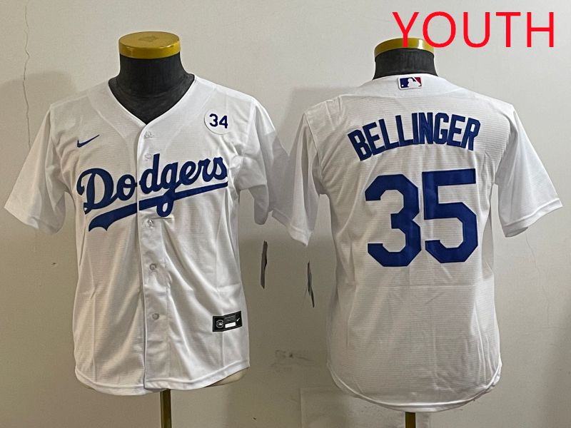Youth Los Angeles Dodgers #35 Bellinger White Game 2025 Nike MLB Jersey style 10
